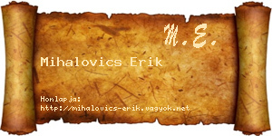 Mihalovics Erik névjegykártya